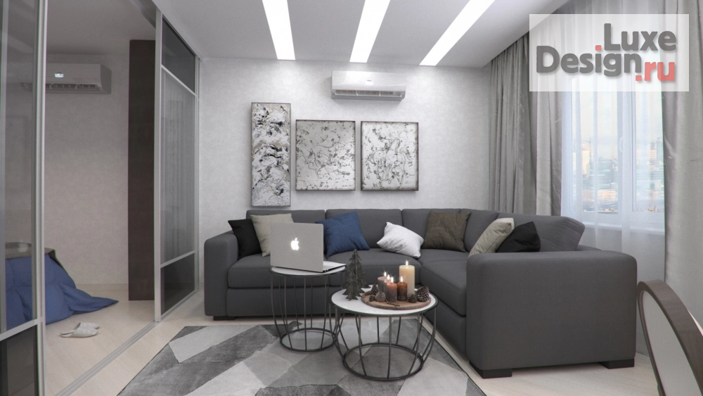 Дизайн интерьера однокомнатной квартиры "Дизайн проект однокомнатной квартиры 54 м2 в ж/к Лазурный " (фото 4)