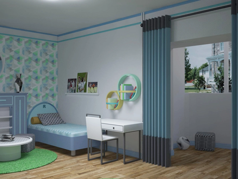 Дизайн интерьера детской в Астрахани "Подростковая "Аура" для двух разнополых детей."